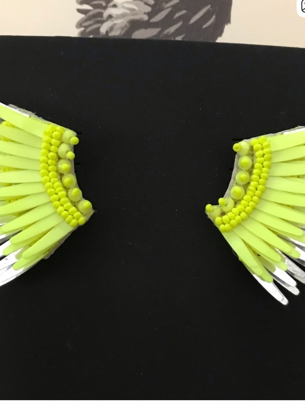Mignonne Gavigan Neon Yellow and Silver Wing Earrings